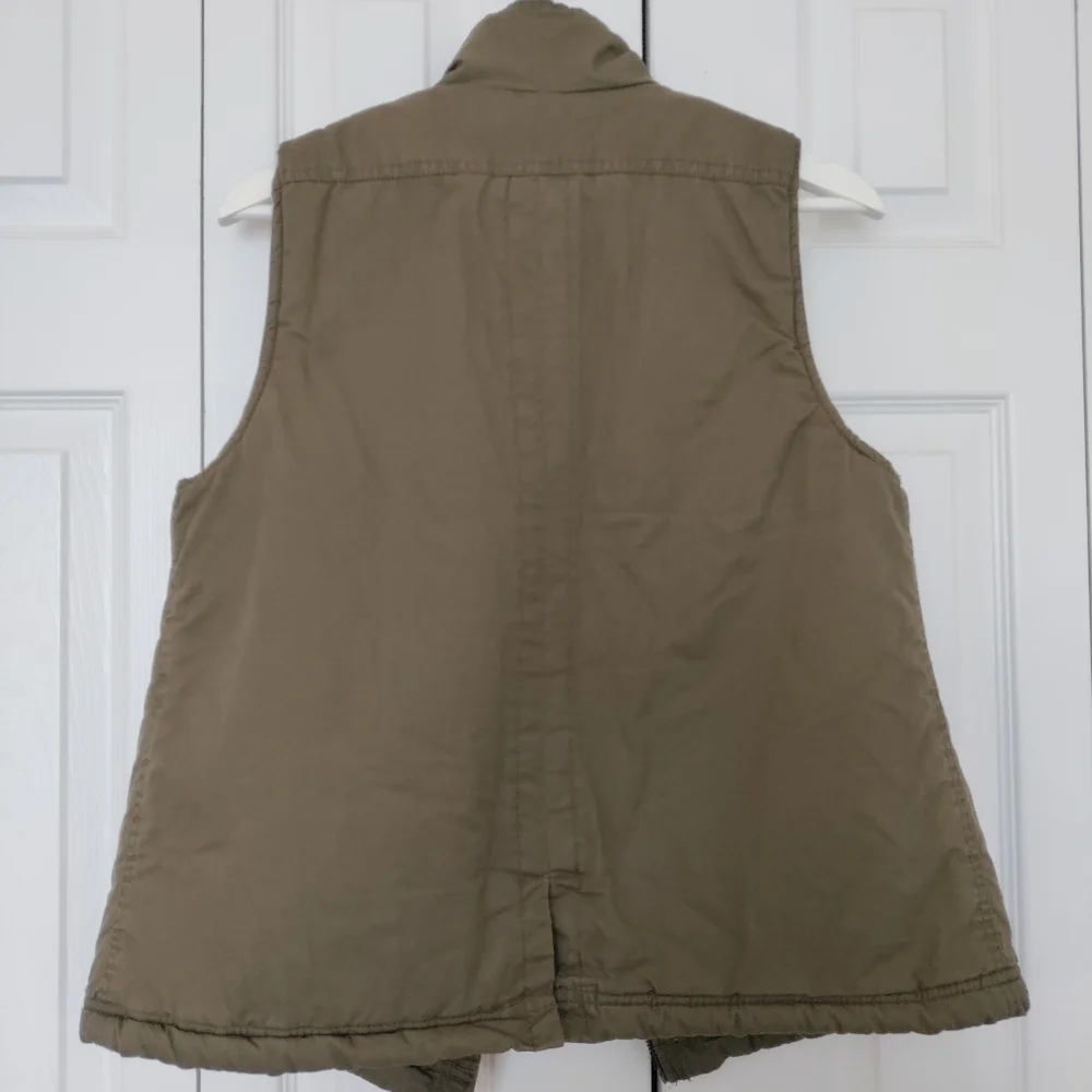 Thread & Supply Women's Full Zip Sherpa Lined Collared Vest Olive Green Size L - Picture 14 of 14